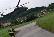 Sevnica: Obolelo osebo v bolnišnico prepeljali s helikopterjem