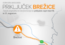 Pozor! Priključek Brežice bo zaprt