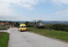 Malkovec: S helikopterjem obolelo osebo prepeljali v UKC Ljubljana