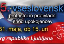 Jutri že 5. protivladni shod upokojencev in državljanov Slovenije