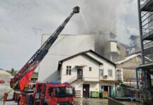 Zagorelo na ostrešju silosa v podjetju Tanin v Sevnici