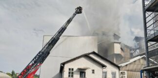 Zagorelo na ostrešju silosa v podjetju Tanin v Sevnici