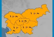 Celotna Slovenija obarvana oranžno