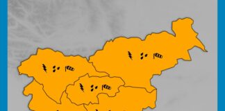 Celotna Slovenija obarvana oranžno