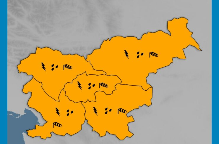 Celotna Slovenija obarvana oranžno