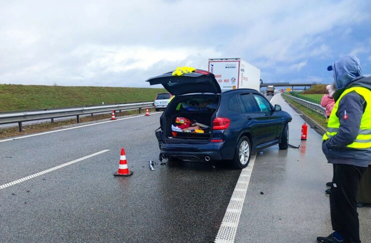 Prometna nesreča na avtocesti pri izvozu za Krško