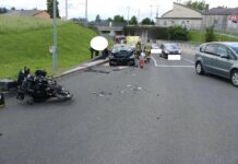Nesreča motorista v Dobovi