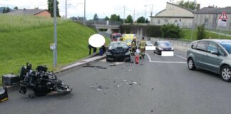 Nesreča motorista v Dobovi