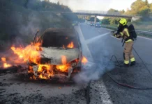 Zagorelo vozilo na dolenjski avtocesti