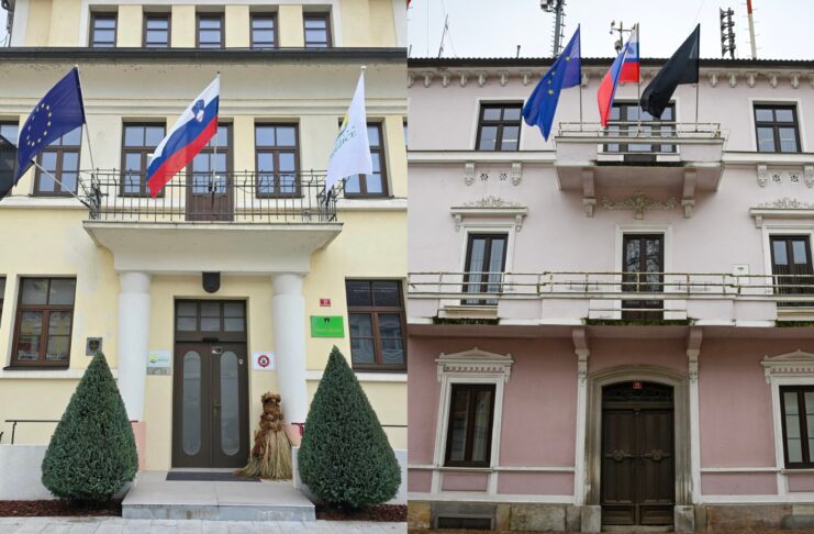 Črni zastavi izobešeni tudi v Brežicah in Krškem