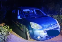 Vozniku na Trški Gori roko ukleščilo med vozilo in drevo