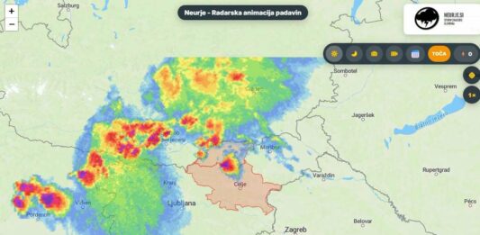 Nevihtne celice se pomikajo proti vzhodu Slovenije