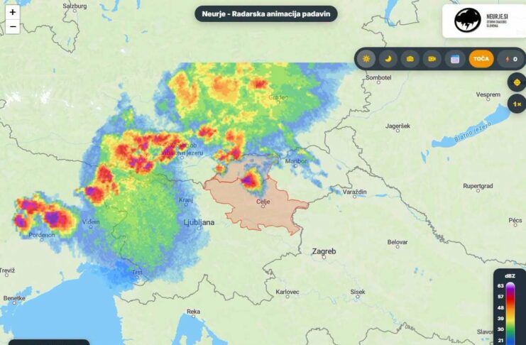 Nevihtne celice se pomikajo proti vzhodu Slovenije