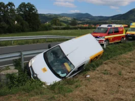 Kostanjevica na Krki: Poštno vozilo v obcestni jarek